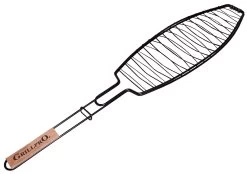 Deluxe Large Non Stick Fish Basket With Wooden Handle