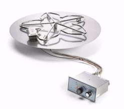 HPC 24" Flat Round SS 90k BTU Manual Spark Fire Pit Insert - PENTA24FPPK-FLEX