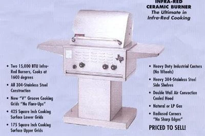 Elite I Infra Red Grill On Pedestal, 1 Side Shelf | LP - Image 2